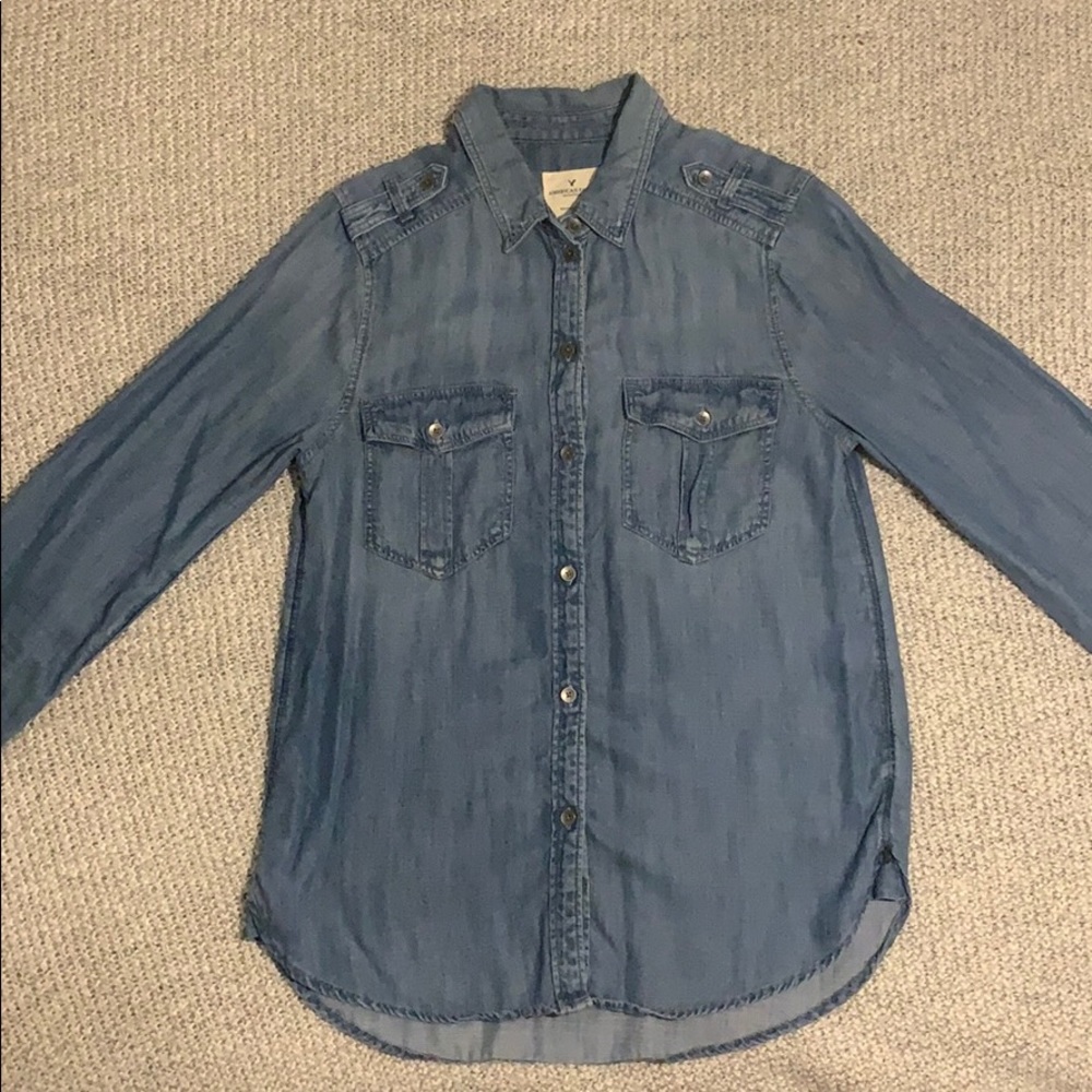 Blue Jean Button Down Long Sleeve Shirt